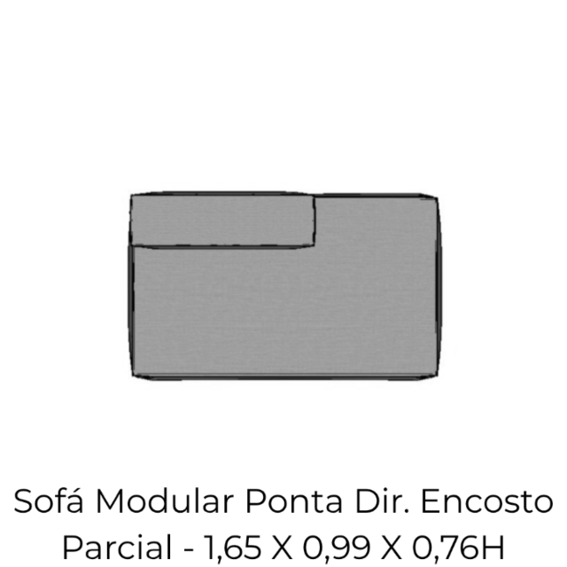 Modulo Sofá Modular Ponta Direita Encosto Parcial - PDEP5 1,65 X 0,99 X 0,76H