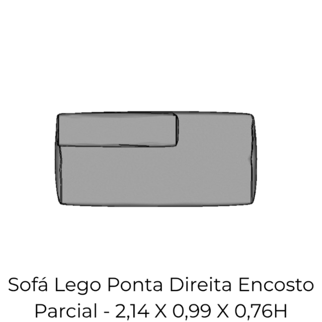 Modulo Sofá Lego Ponta Dir Encost Parci - PDEP8 2,14 X 0,99 X 0,76H