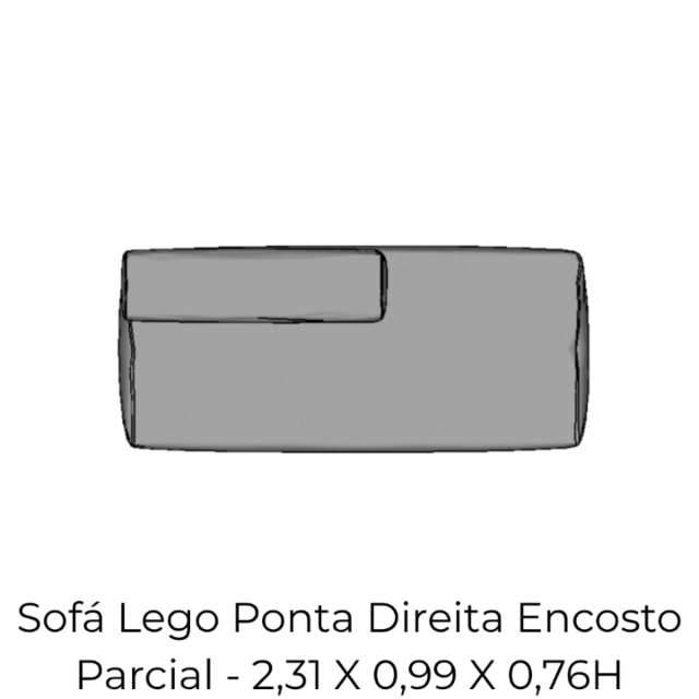 Modulo Sofá Lego Ponta Direita Encosto Parcial - PDEP9 2,31 X 0,99 X 0,76H