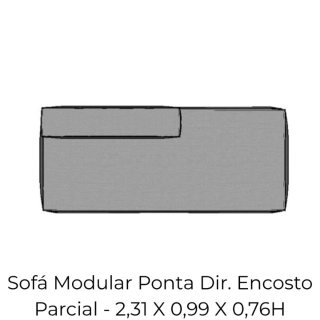 Modulo Sofá Modular Ponta Direita Encosto Parcial - PDEP9 2,31 X 0,99 X 0,76H