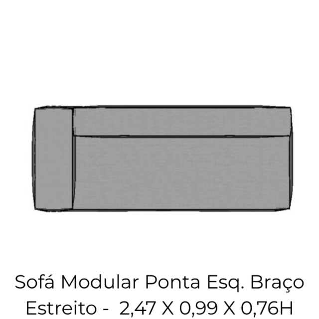 Modulo Sofá Modular Ponta Esq Braço Estreito - PEBE10 2,47 X 0,99 X 0,76H