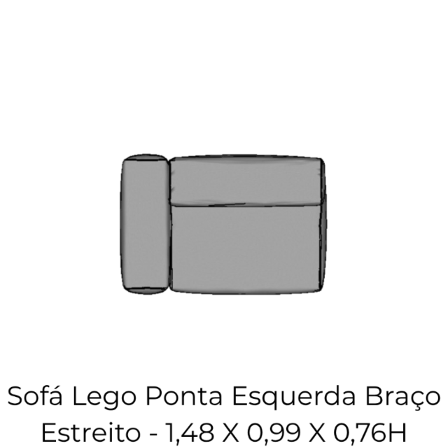 Modulo Sofá Lego Ponta Esq Braço Estreito - PEBE4 1,48 X 0,99 X 0,76H