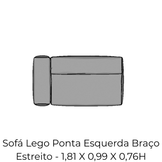 Modulo Sofá Lego Ponta Esqu Braço Estreit - PEBE6 1,81 X 0,99 X 0,76H