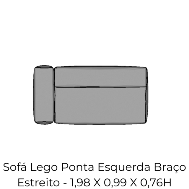 Modulo Sofá Lego Ponta Esquerda Braço Estreito - PEBE7 1,98 X 0,99 X 0,76H