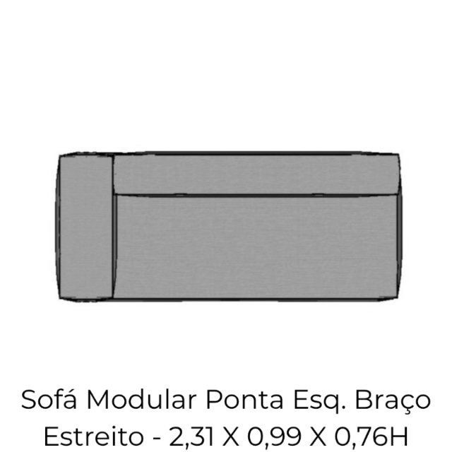 Modulo Sofá Modular Ponta Esquerda Braço Estreito - PEBE9 2,31 X 0,99 X 0,76H