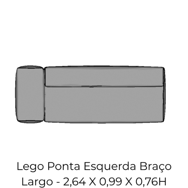 Modulo Sofá Lego Ponta Esq Braço Largo - PEBL11 2,64 X 0,99 X 0,76H