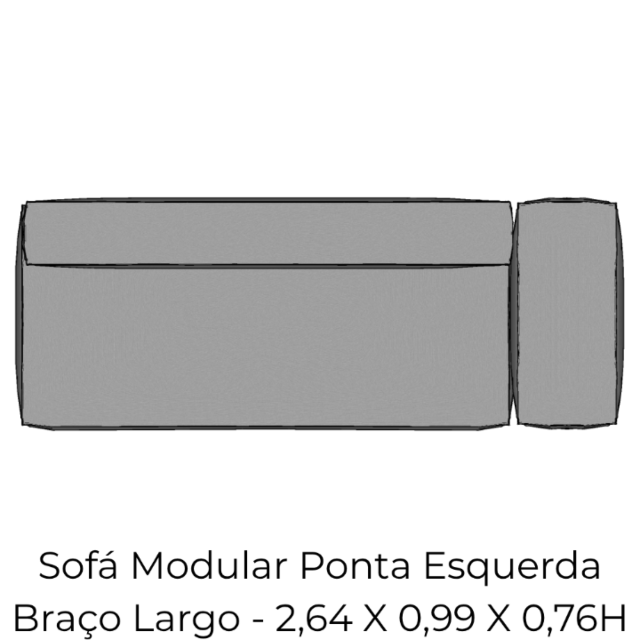 Modulo Sofá Modular Ponta Esquerda Braço Largo - PEBL11 2,64 X 0,99 X 0,76H