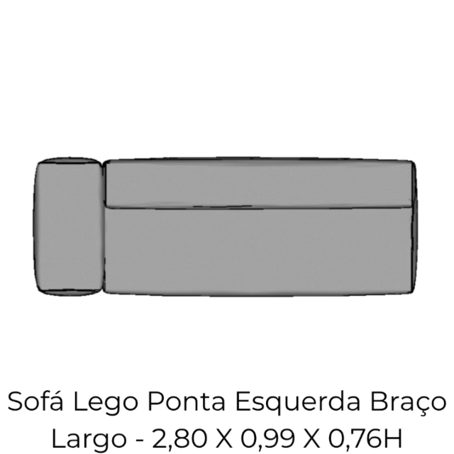 Modulo Sofá Lego Ponta Esq Braço Largo - PEBL12 2,80 X 0,99 X 0,76H