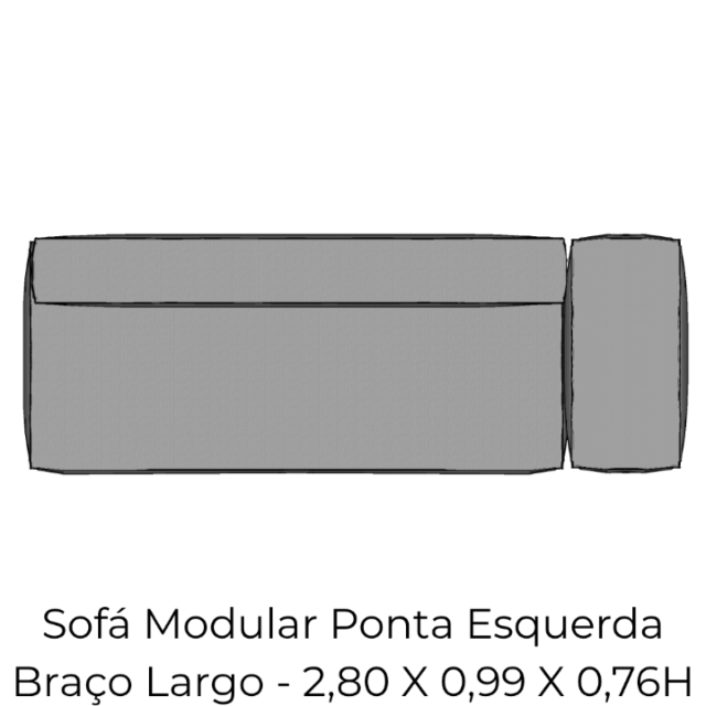 Modulo Sofá Modular Ponta Esquerda Braço Largo - PEBL12 2,80 X 0,99 X 0,76H
