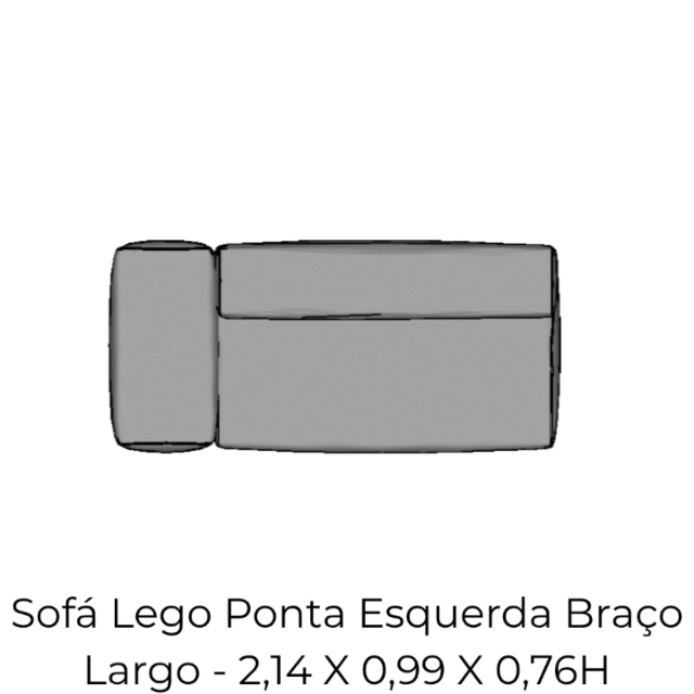 Modulo Sofá Lego Ponta Esq Braço Largo - PEBL8 2,14 X 0,99 X 0,76H