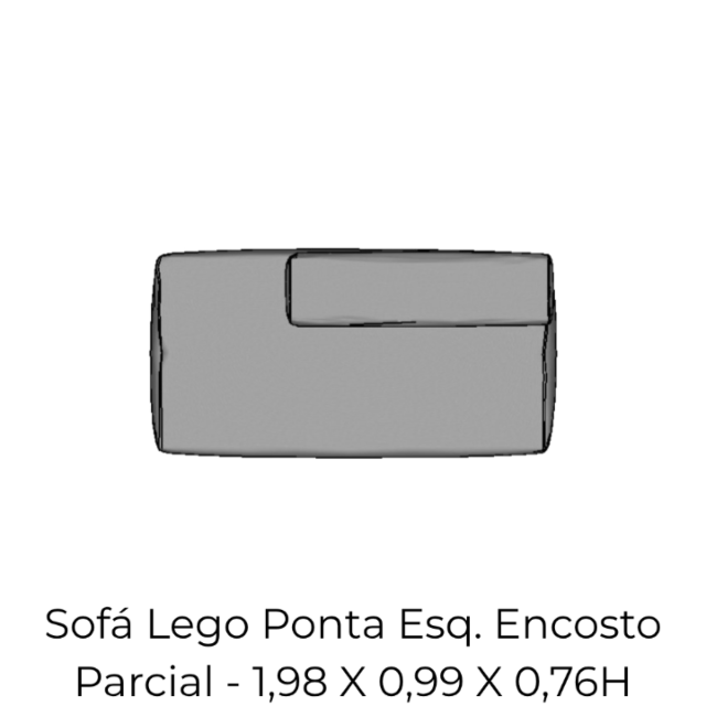 Modulo Sofá Lego Ponta Esquerda Encosto Parcial - PEEP7 1,98 X 0,99 X 0,76H