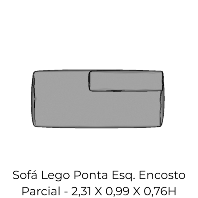 Modulo Sofá Lego Ponta Esq Encost Parcial - PEEP9 2,31 X 0,99 X 0,76H