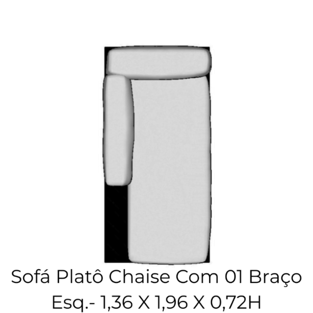 Modulo Sofá Platô Chaise Com 01 Braço Esq.- 1,36 X 1,96 X 0,72H