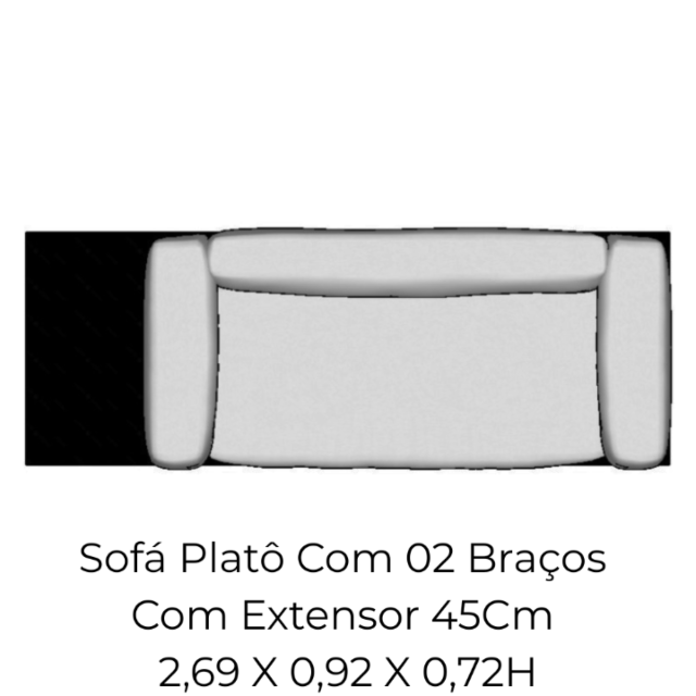 Modulo Sofá Platô Com 02 Braços E Com Extensor 45Cm - 2,69 X 0,92 X 0,72H