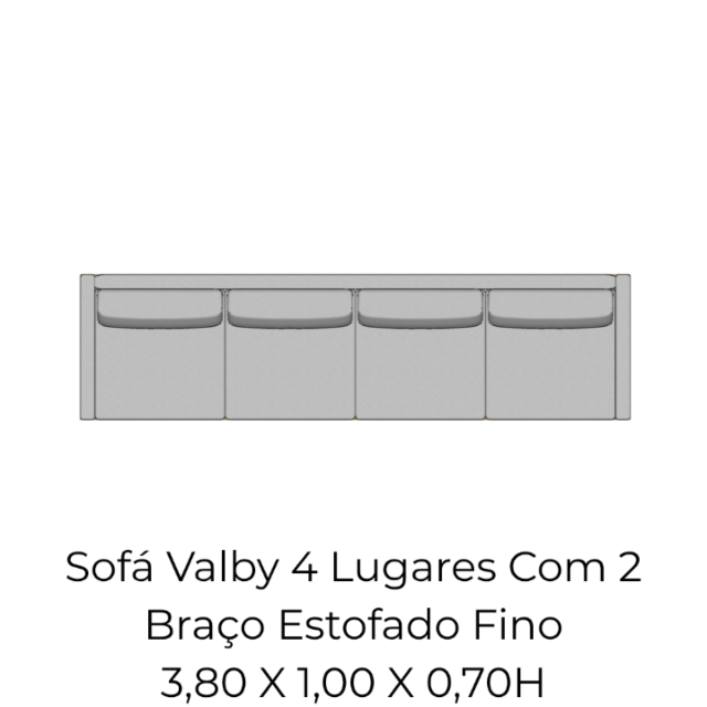 Módulo Sofá Valby 4 Lugares Com 2 Braço Estofado Fino - 3,80 X 1,00 X 0,70H