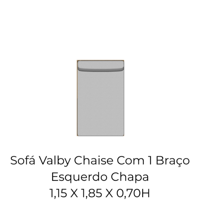 Módulo Sofá Valby Chaise Com 1 Braço Esquerdo Chapa - 1,15 X 1,85 X 0,70H