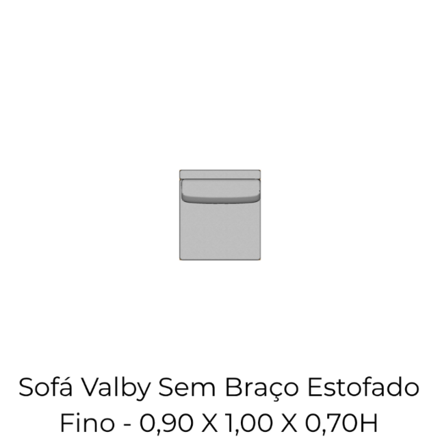 Módulo Sofá Valby Sem Braço Estofado Fino - 0,90 X 1,00 X 0,70H
