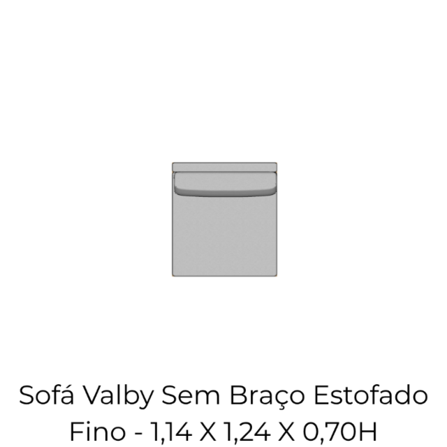 Módulo Sofá Valby Sem Braço Estofado Fino - 1,14 X 1,24 X 0,70H
