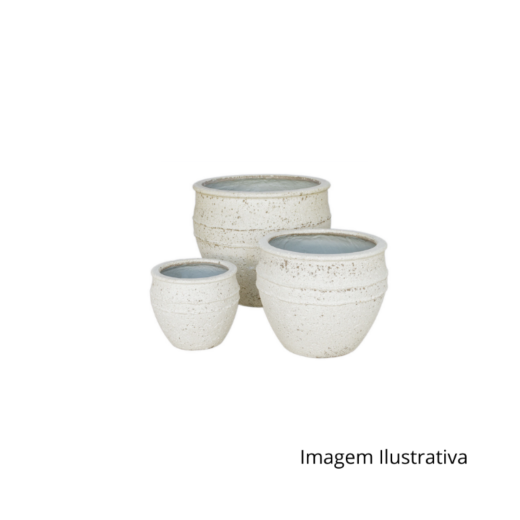Jogo Com 3 Vasos De Cimento Branco 69210 SR 12380