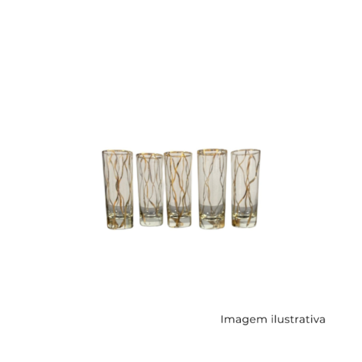 Conjunto 5 Copos De Vodka Listras Ambar SR12763