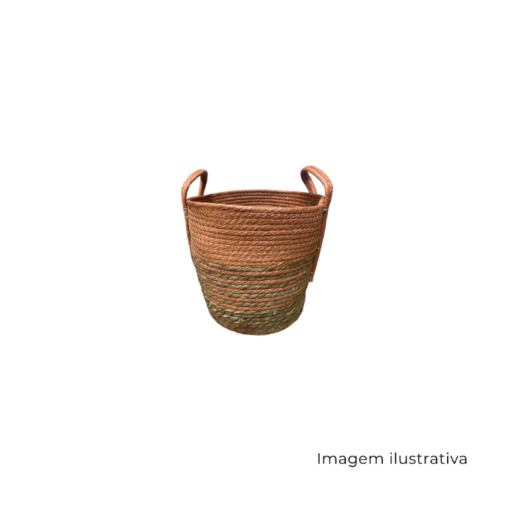 Cesto Palha Laranja Com Alças P 159570 SR13041