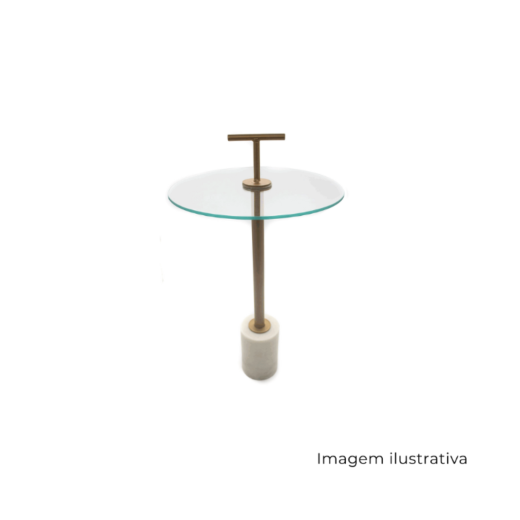 Mesa De Metal E Vidro Com Base De Mármore CIM0124 SR13260