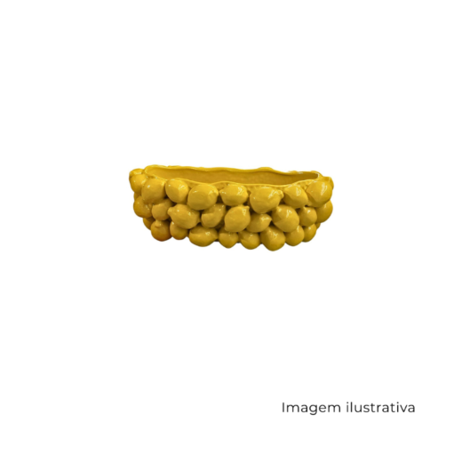 Centro De Mesa Decor Em Ceramica Amarelo Limoes Siciliano 57085 SR13464