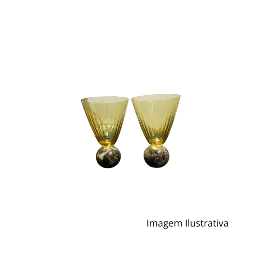 Taca Para Agua Ambar Com Base Esferica Em Marmore 75852 ACV13582